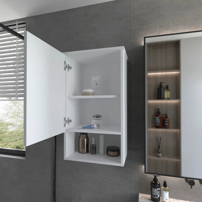 Carrizo Medicine Cabinet In Melamine with One Door,White,White Melamine Bath Faucets Bathroom Storage