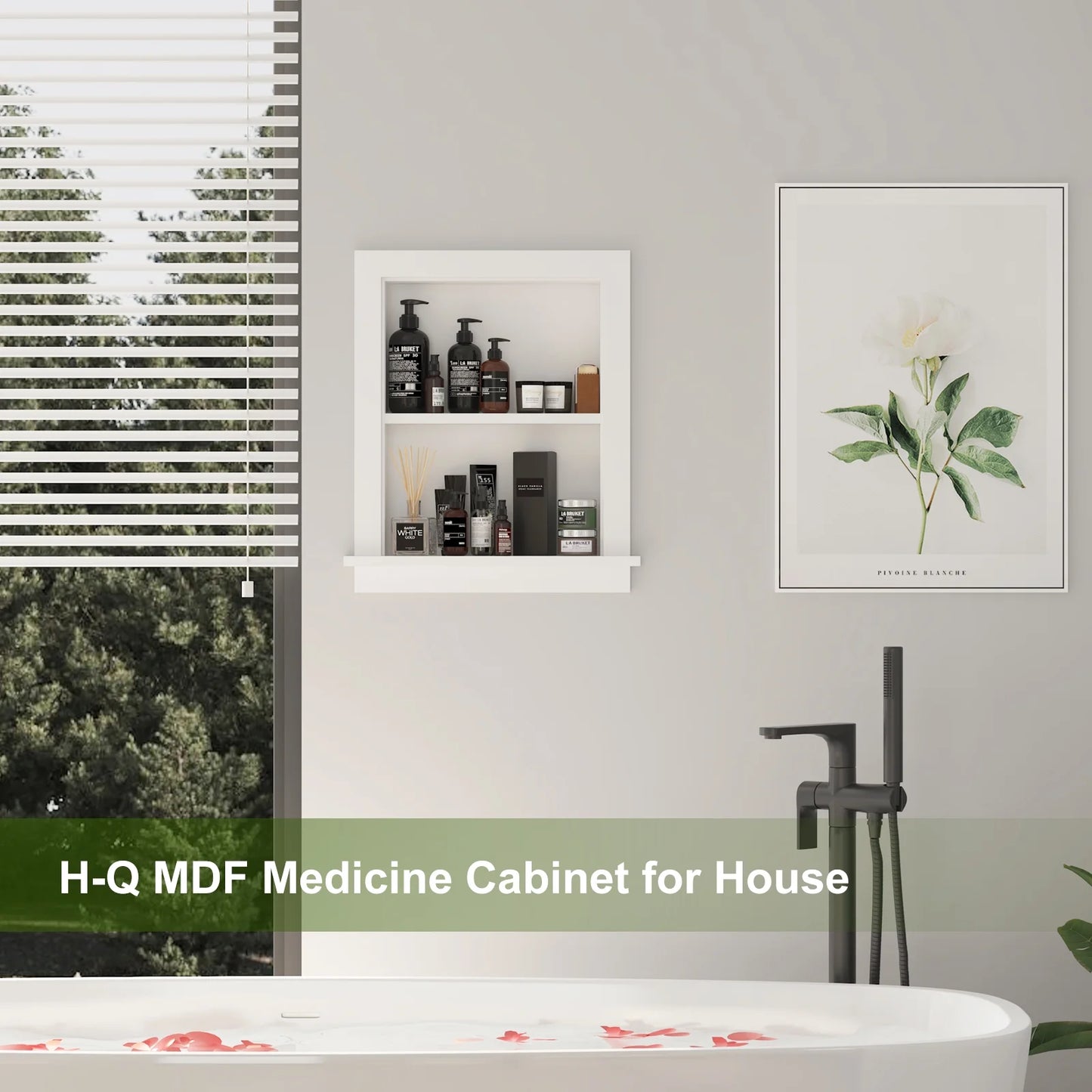 Hironpal White 2-Tier Recessed 15x18 Wall Niche Medicine Cabinet Replacement, in The Wall Bathroom Cabinet Insert Shelf/Shelves
