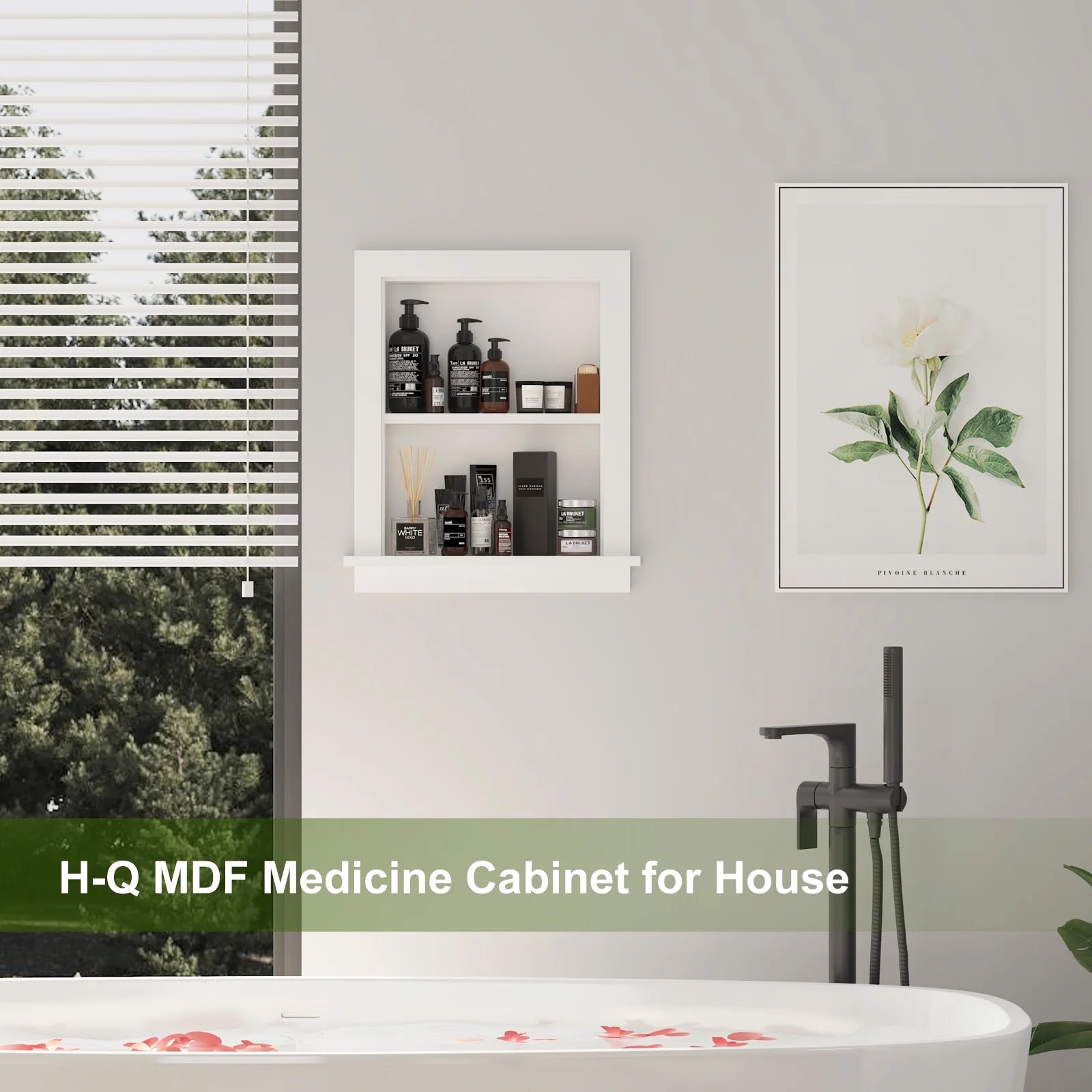 Hironpal White 2-Tier Recessed 15x18 Wall Niche Medicine Cabinet Replacement, in The Wall Bathroom Cabinet Insert Shelf/Shelves
