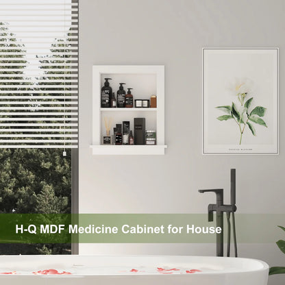 Hironpal White 2-Tier Recessed 15x18 Wall Niche Medicine Cabinet Replacement, in The Wall Bathroom Cabinet Insert Shelf/Shelves