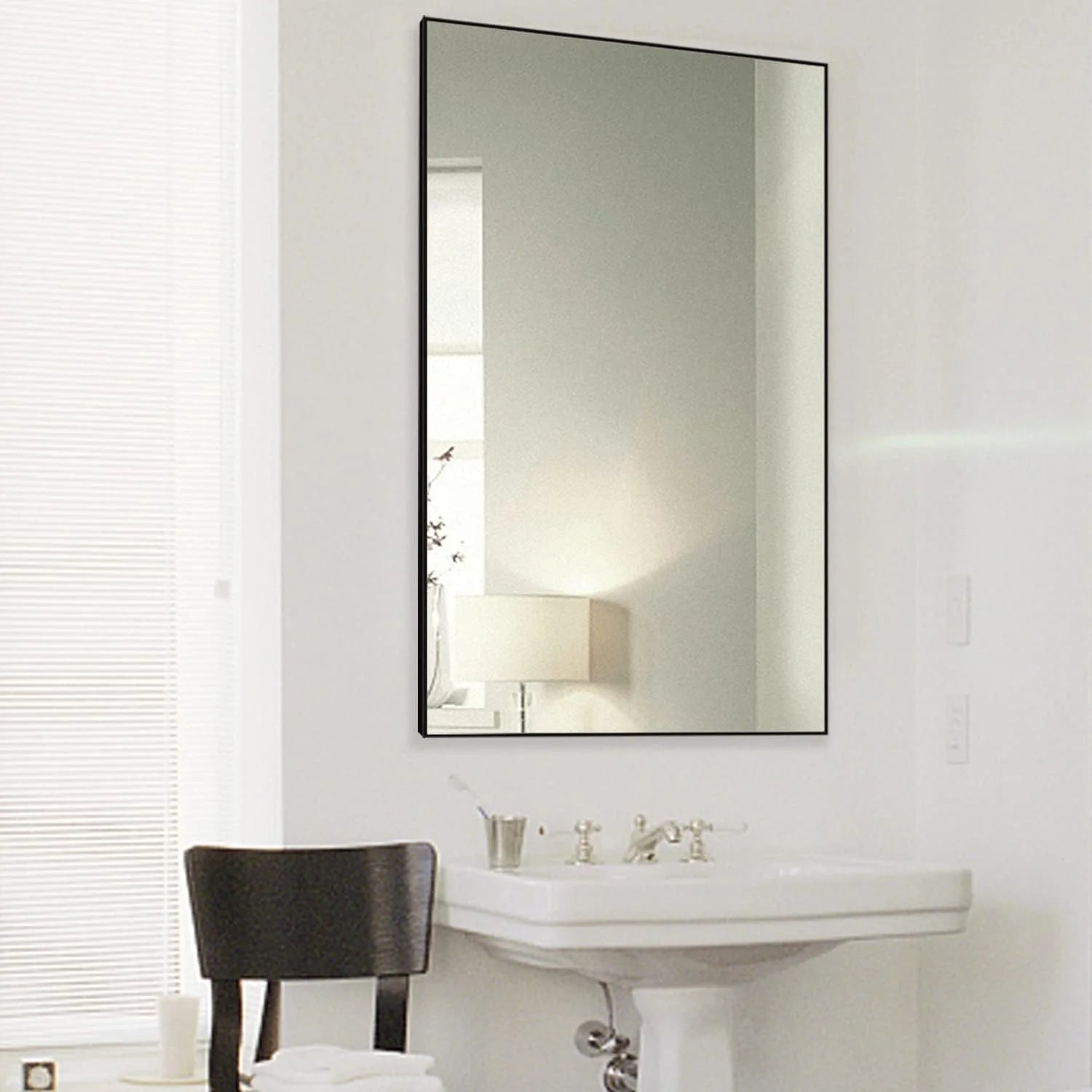 H-A Black& Gold Framed Rectangle Bathroom Mirrors for Wall,Wall Mounted Vintage Mirror Vertical or Horizontal Hanging for Living Room,Bedroom (40''x24''Vintage)