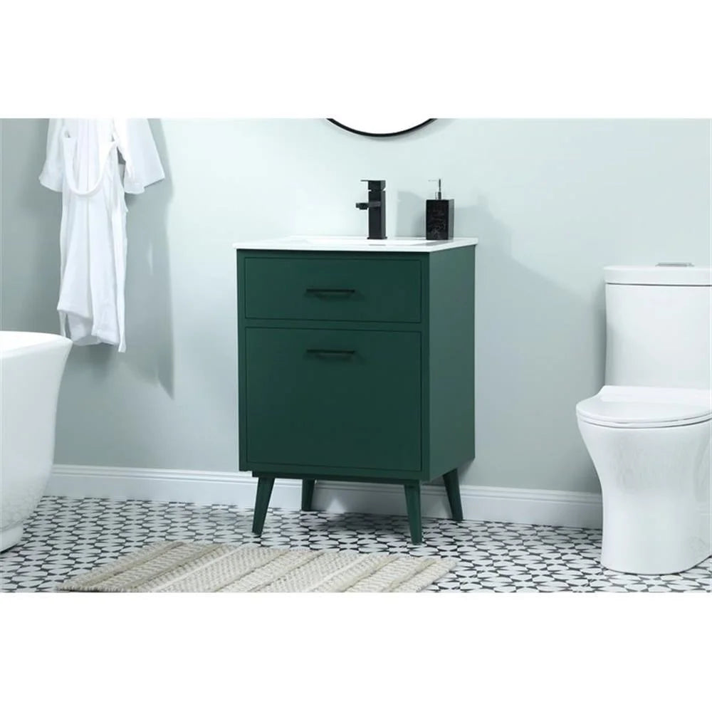 Elegant Decor Boise 24" Solid Wood and MDF Bathroom Vanity in Blue