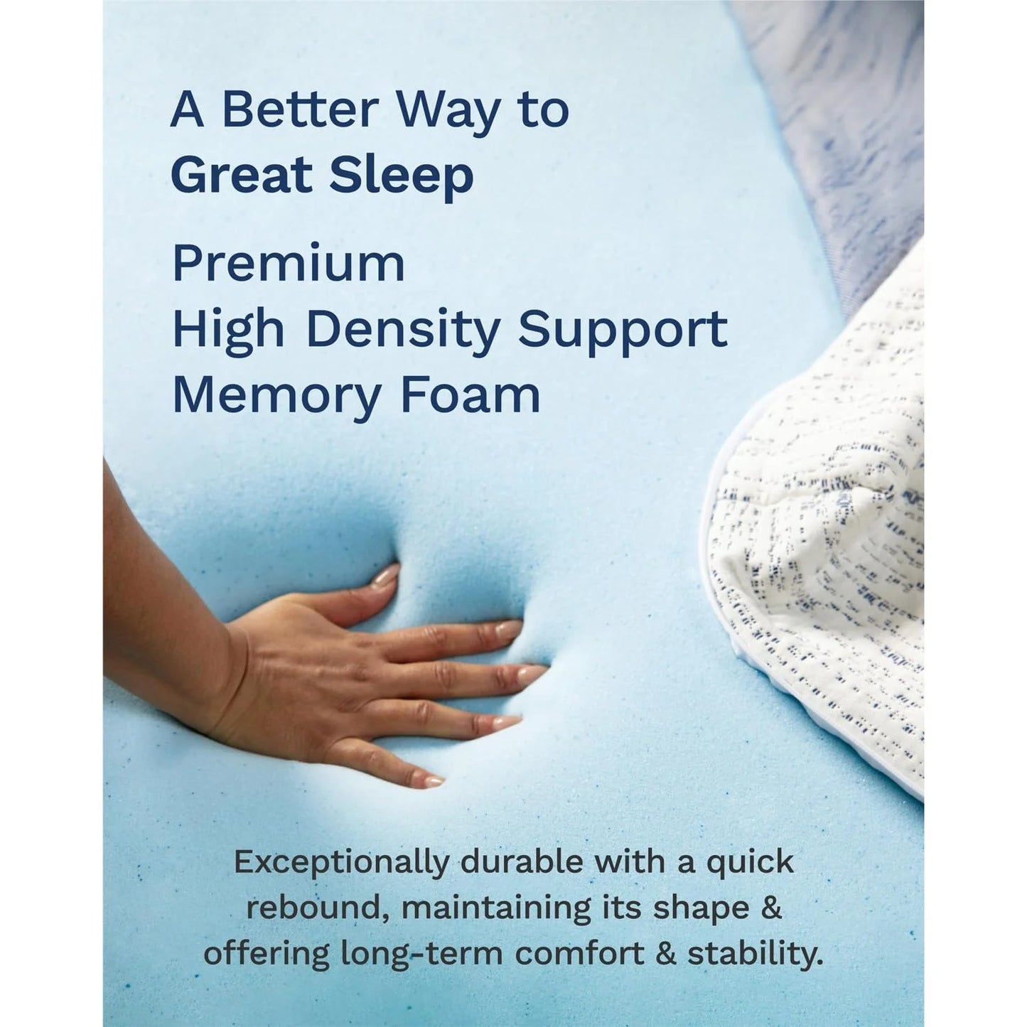 PYYP 3 Inch Memory Foam Mattress Topper Short Queen - Select High Density Ventilated RV/Camper Mattress Pad - Premium Removable Rayon Cover