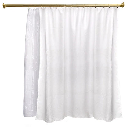 Utopia Alley Adjustable 72-In Double Shower Curtain Tension Rods - Rust-Proof Aluminum with Rubber End Cap, Easy Installation - Extendable, No Drilling, With Shower Liner and Hooks, Gold