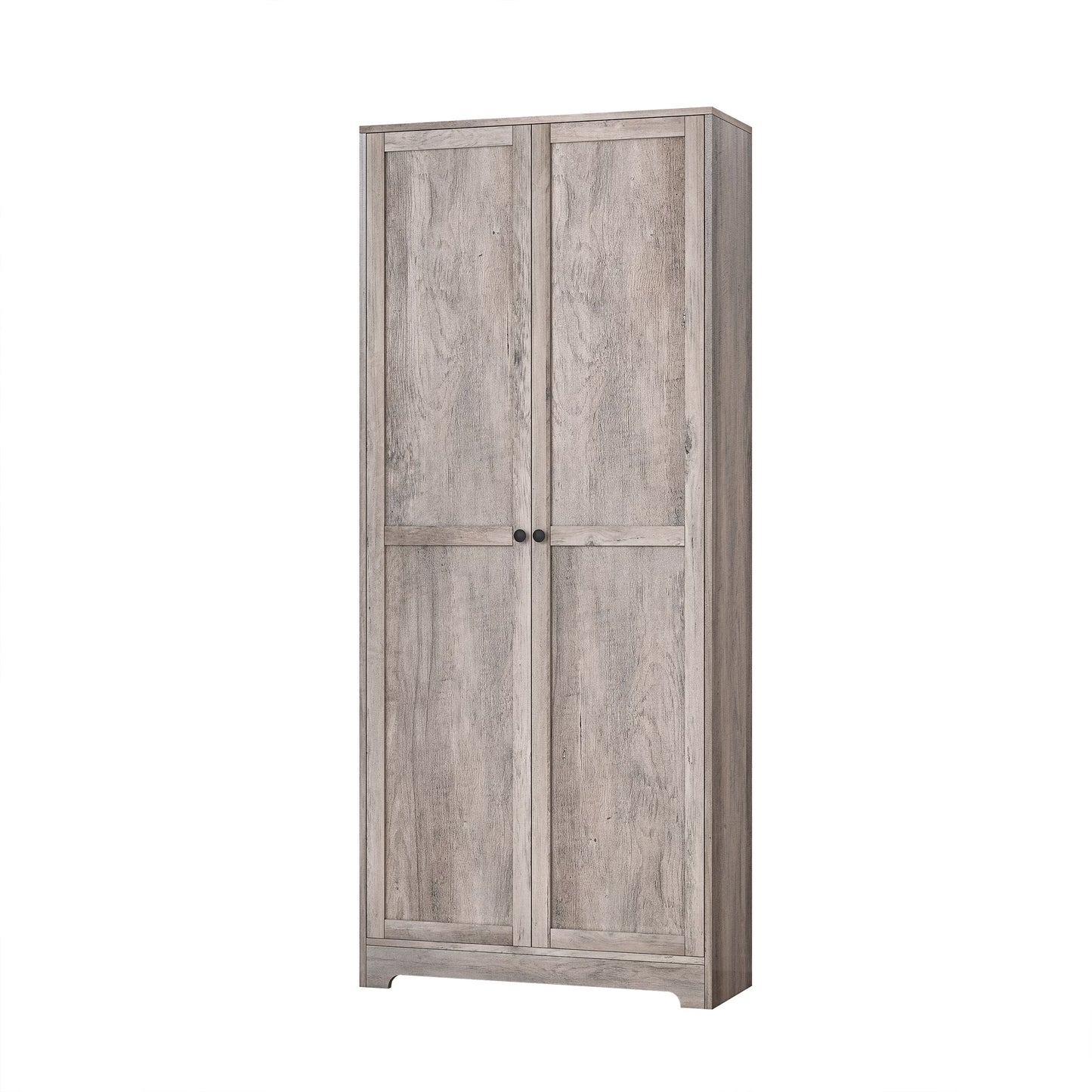 UBesGoo 72" Traditional Freestanding Kitchen Pantry Cabinet Wardrobe Armoire with 4 Adjustable Shelves, White
