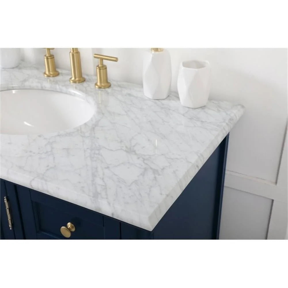 Elegant Decor Rhodes 42" Coastal Solid Wood Single Bathroom Vanity in Blue