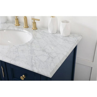 Elegant Decor Rhodes 42" Coastal Solid Wood Single Bathroom Vanity in Blue