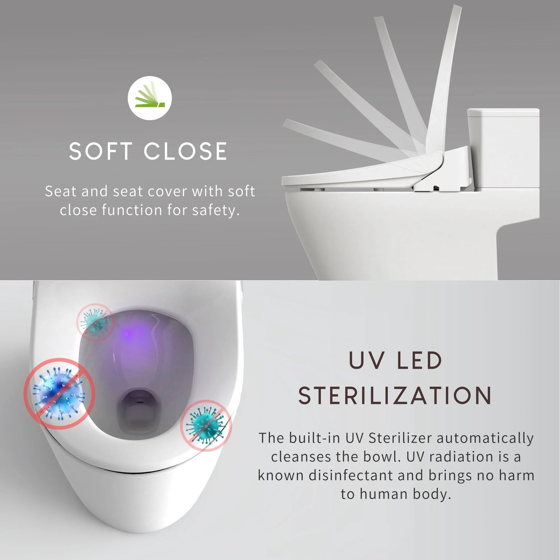 VOVO STYLEMENT VB-6000SE Electronic Bidet, Elongated, UV LED Sterilization, Heated Seat, Warm Dry and Water, Self Cleaning Full Stainless Nozzle, Made in Korea - White