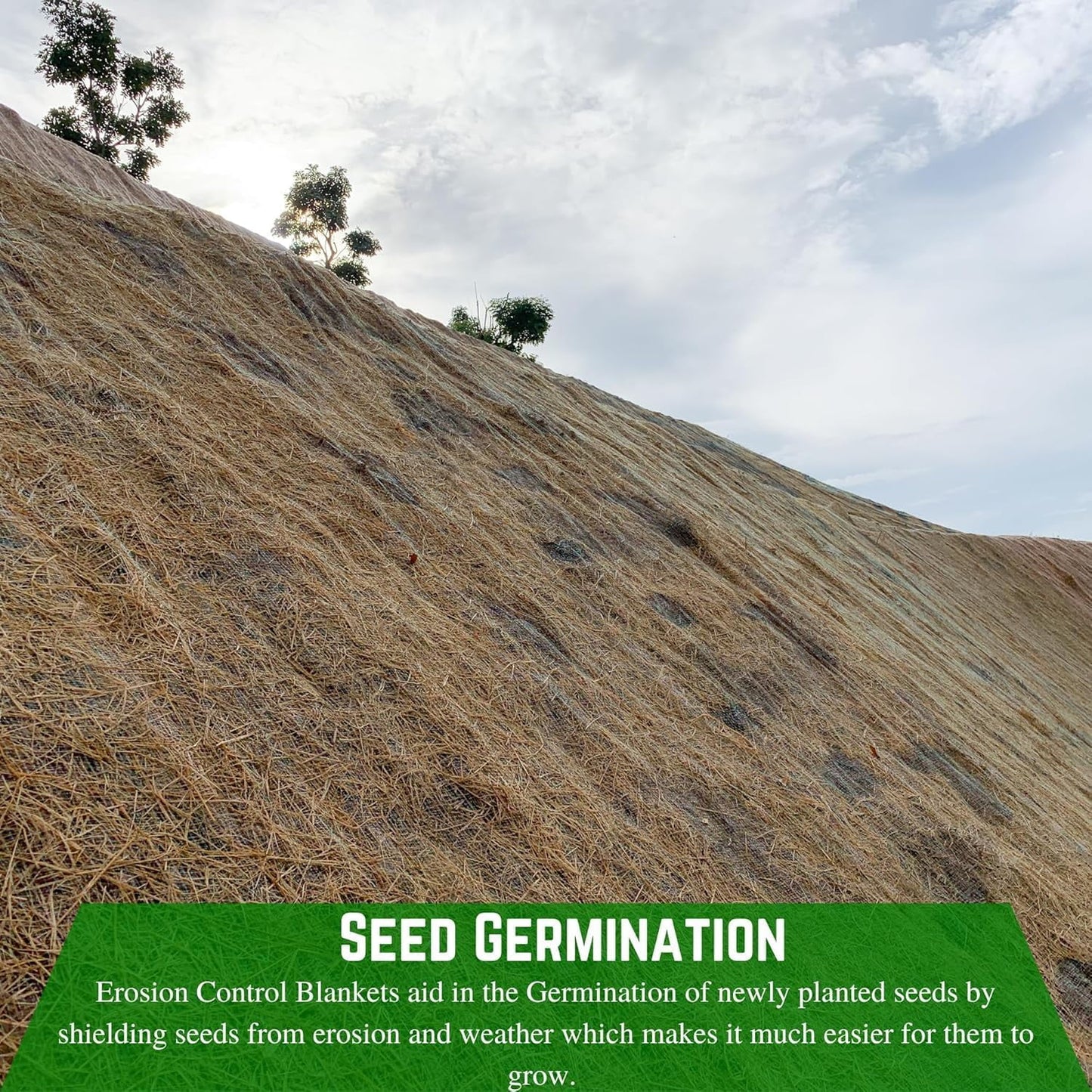 100% Biodegradable Erosion Control Blanket - Straw/Coconut Erosion Control Blanket, Straw Garden and Landscape Cover, Erosion Control Blanket, Straw Blanket, Erosion Control (2' x 112.5')