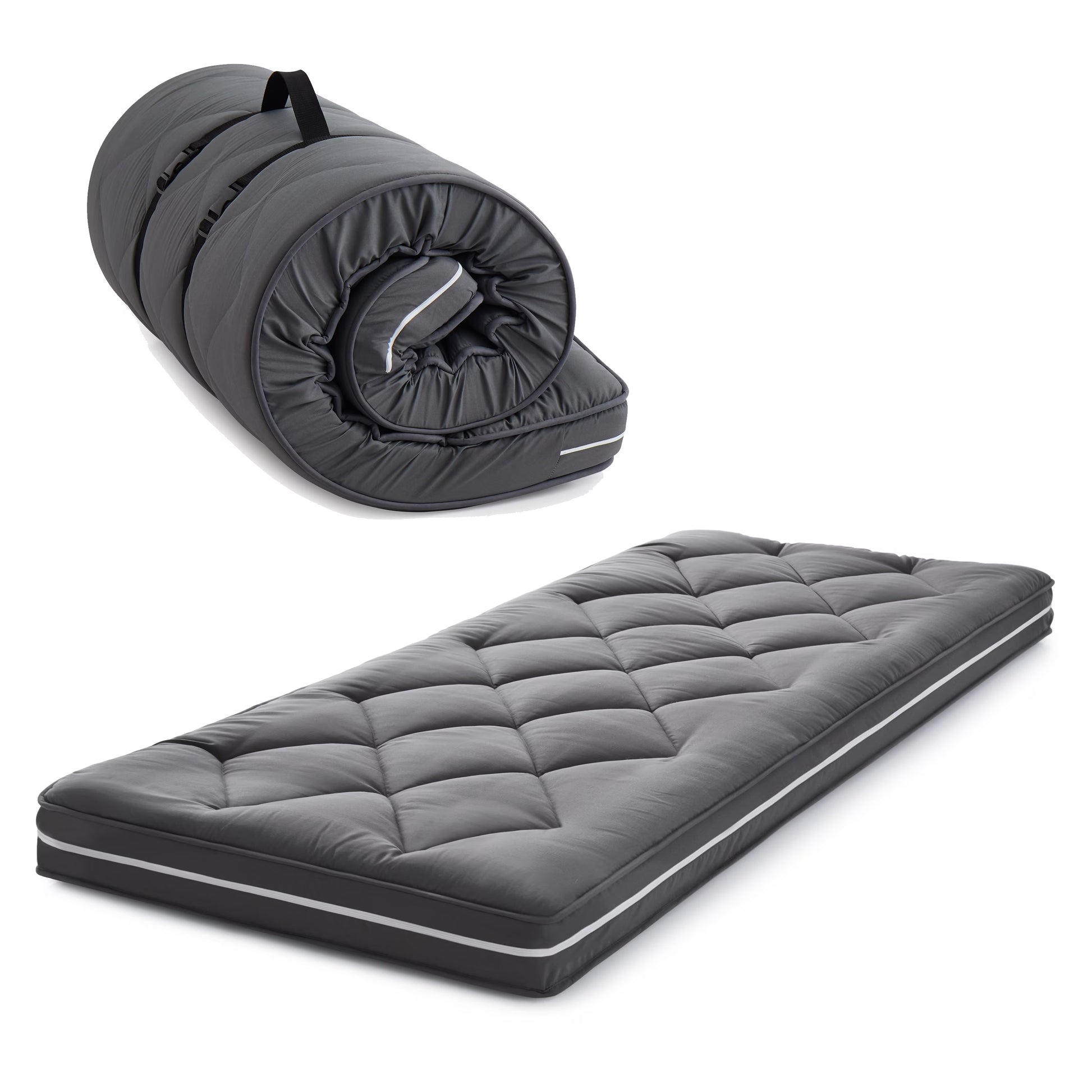 Jamdok 4Inch Floor Mattress,3-Layer Structure,Narrow Twin Size Gel Memory Foam,Removable Pillow Top Cover,Roll up Cot Mattress Topper,Portable Sleep Mat(75X30X4°)