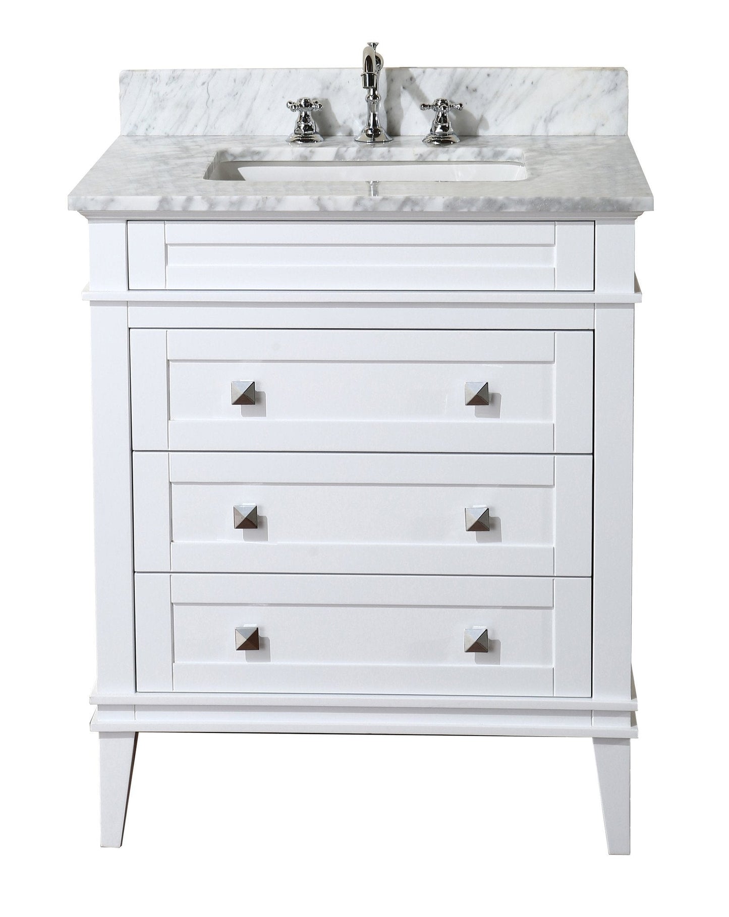 Eleanor 30" Bathroom Vanity with White Cabinet and Carrara Marble Top