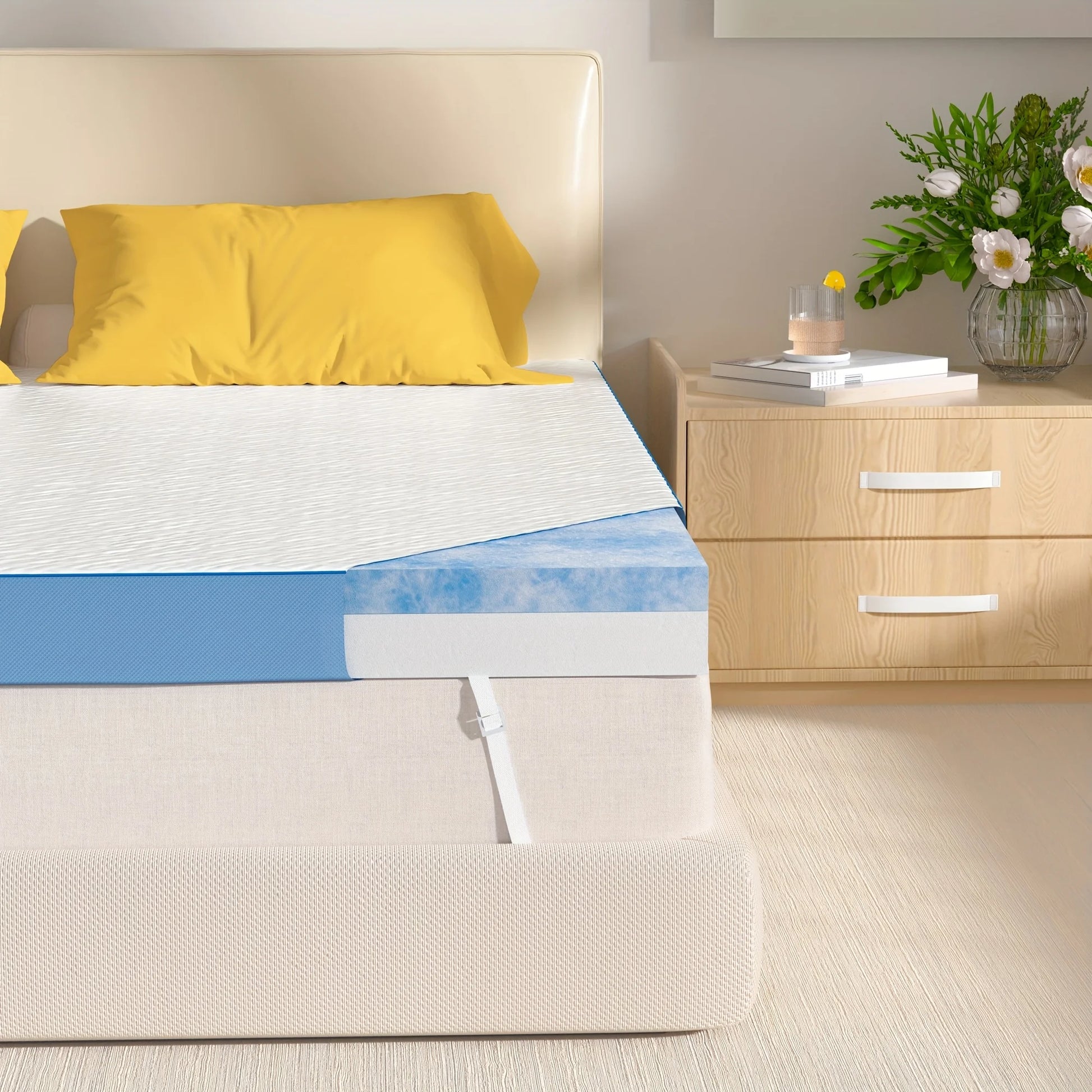 [Cooling Gel Mattress Topper] 4 Inch Cooling Mattress Topper - Premium Memory Foam Mattress - Soft & Breathable Gel Bed Topper with Removable Cover