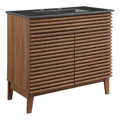 Modway Render 36" Bathroom Vanity in Walnut Black