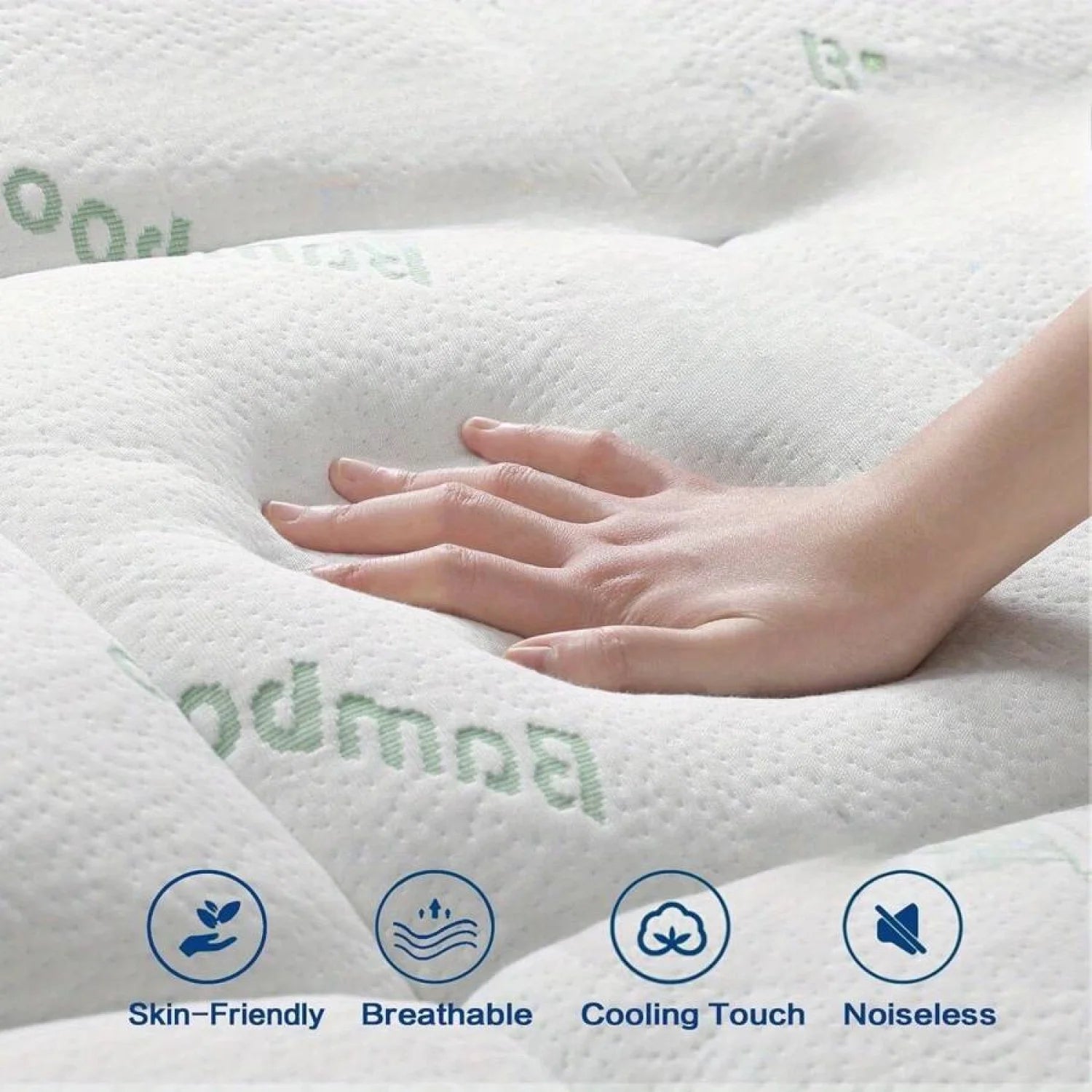 odorsTTBamboo Queen Mattress Topper - Thick Cooling Breathable Pillow Top Mattress Pad For Back Pain Relief - Deep Pocket Topper