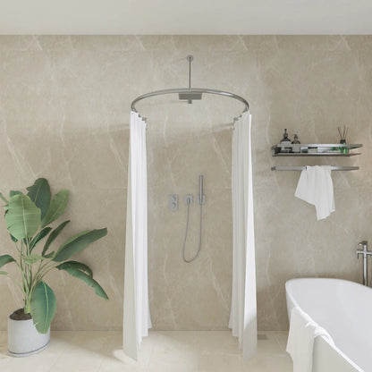 Naiture Half-Oval Stainless Steel Shower Curtain Rod with Swivel Ceiling Support in 36" L X 36" W, Brushed Nickel Finish