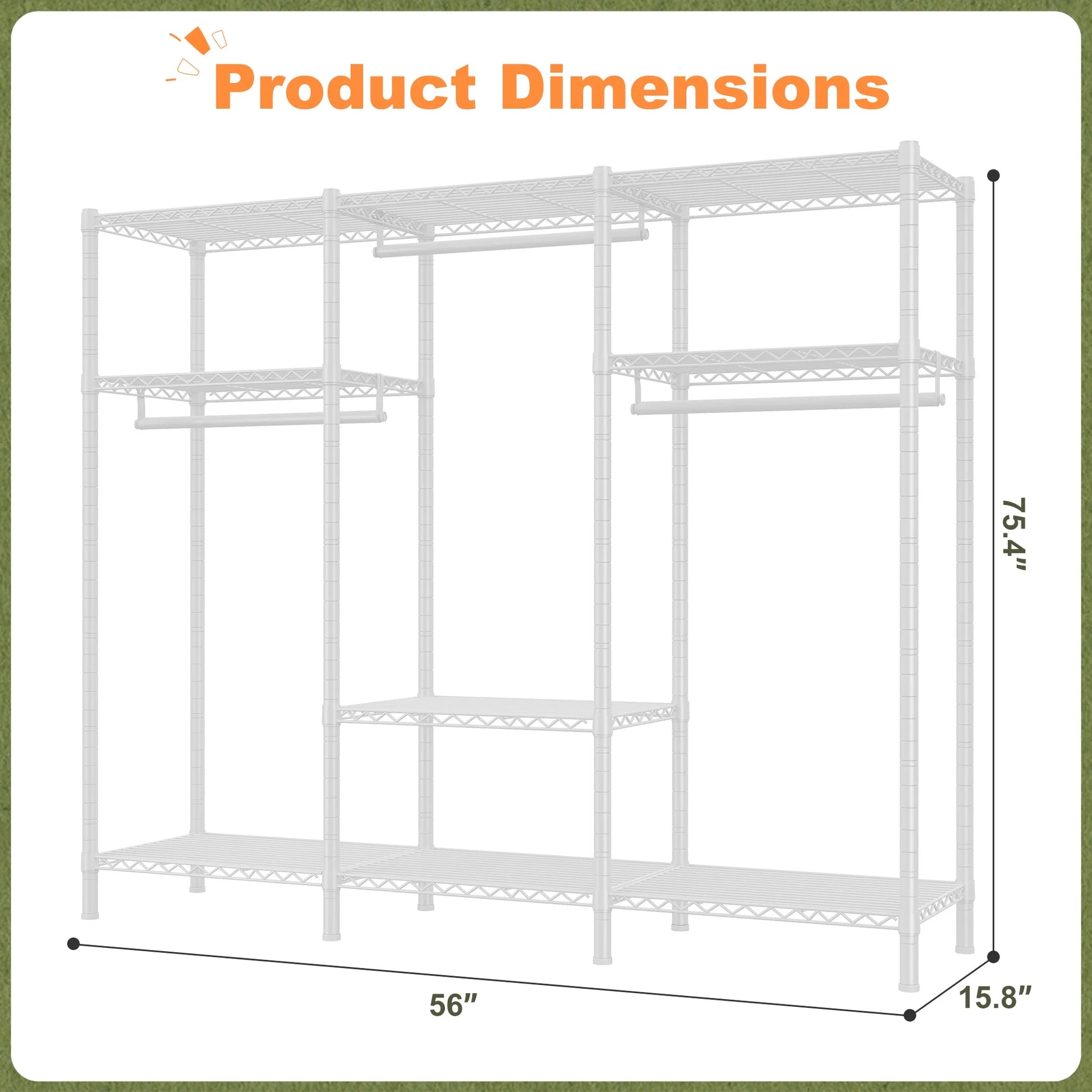 EnHomee Clothing Rack Portable Closet Organizer with 9 Shelves & 3 Rods,Heavy Duty Adjustable Wardrobe Rack 795 LBS CapacityBlack