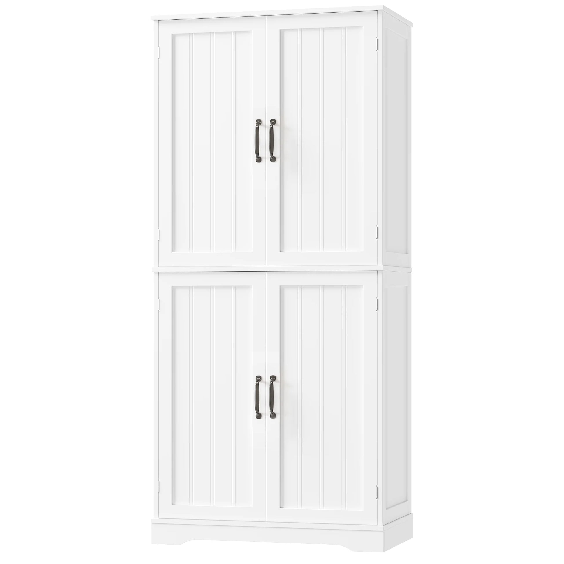 Homfa 71'' Bathroom Cabinet with 6 Storage Shelves, Freestanding Wooden Linen Cabinet for Living Room, White