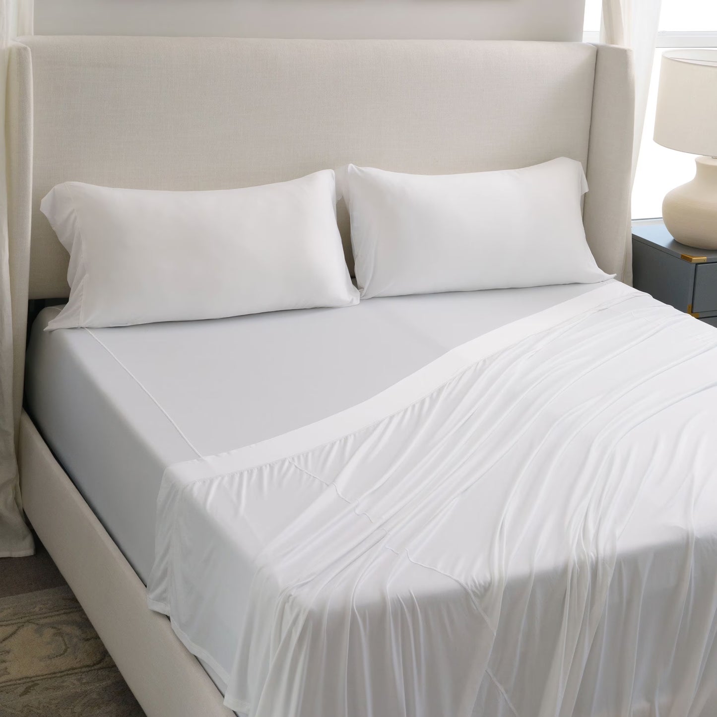 SHEEX Active Comfort Sheet Set with 2 Pillowcases, King/California King - Cooling - Breathable - Deep Pocket - Moisture-Wicking, Pewter