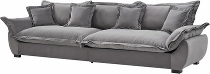 125.98 Inch Sailing Design Modular Sectional Cloud Sofa with Storage, Modern Deep Seat Couch w/Throw Pillows & Removable Backrest for Living Room Bedroom Apartment,Grey