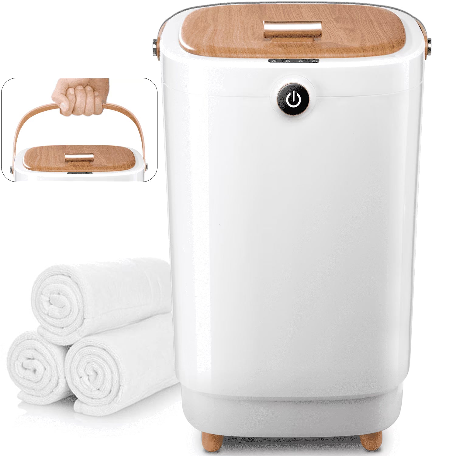 VAJIAZA Luxury Towel Warmer, 20L Electric Hot Towel Warmer Buckets, Towel Heater with 4 timers, Portable Spa Towel Warmers Fit for Towels, Blanket, PJ's, Yellow