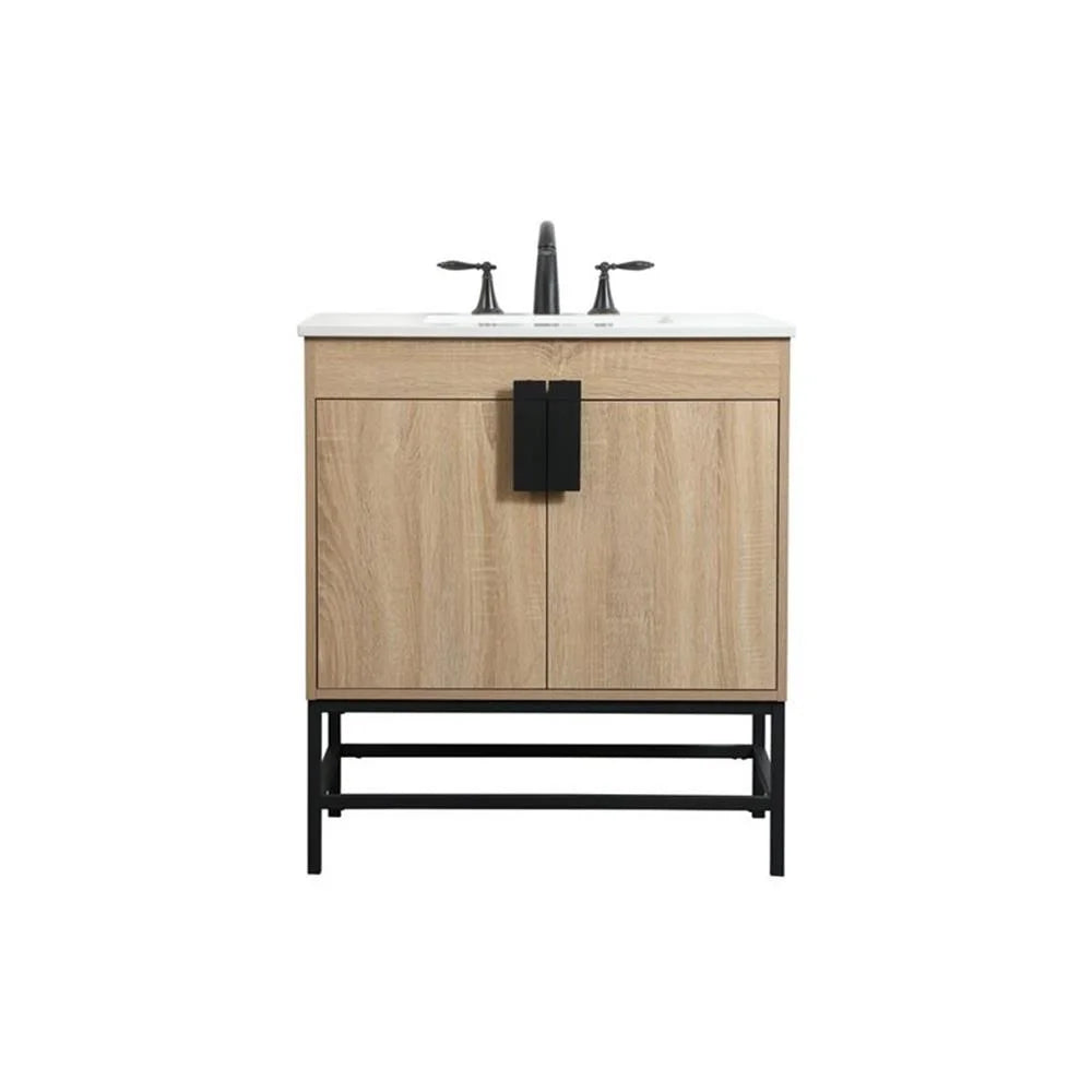 Elegant Decor Eugene 30" Aluminum MDF Single Bathroom Vanity in Mango Wood