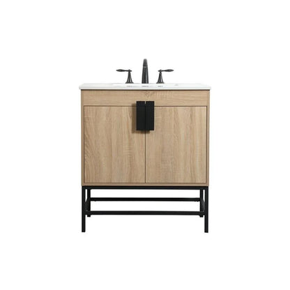 Elegant Decor Eugene 30" Aluminum MDF Single Bathroom Vanity in Mango Wood