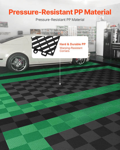 KFFKFF Drainage Floor Mat Set, 12° x 12° Modular Interlocking Padding, Set of 55 Connectable Drainage Mats, Slip-Resistant Black PP Drainage Floor and Bath Mat, Suitable for Garage, Garden