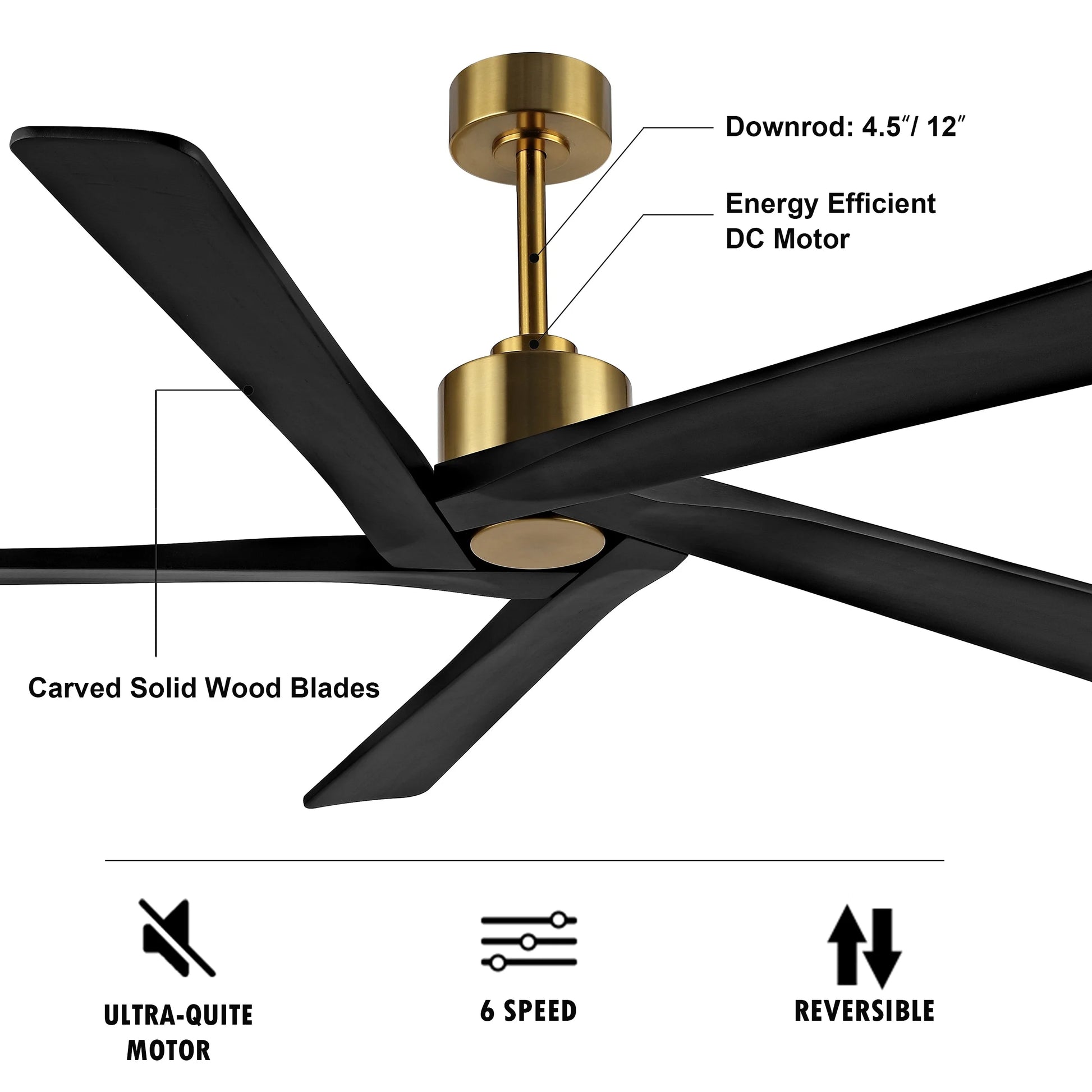 Bed Bath & Beyond WINGBO 54-inch Ceiling Fan with 5 Reversible Solid Wood Blades
