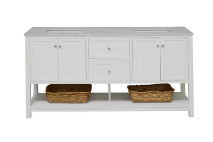 Lakeshore 72" Double Bathroom Vanity with White Cabinet and Engineered Carrara Top