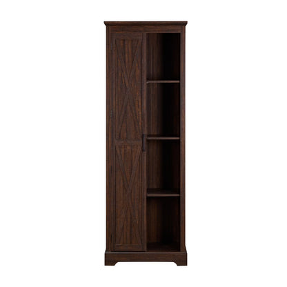 Kselythan 74" Tall Storage Cabinet, Large Kitchen Pantry with Barn Door and Opening Shelves, Freestanding Cabinet for Kitchen Bathroom Living Room