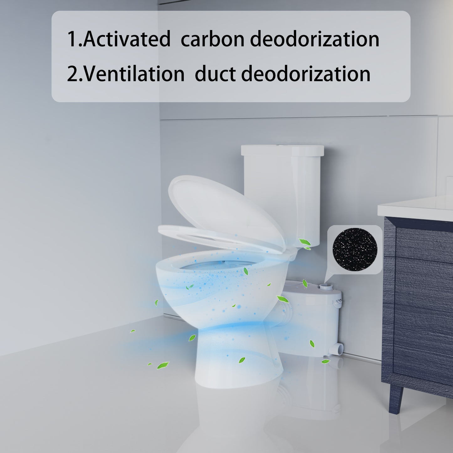 600watt Macerating Toilet with Pump, Upflush Toilet for Basement with 4water Inlets Connect Kitchen Sink Bathroom Included Macerator Pump, Water Tank, Toilet Bowl, Toilet Seat, Extension Pipe
