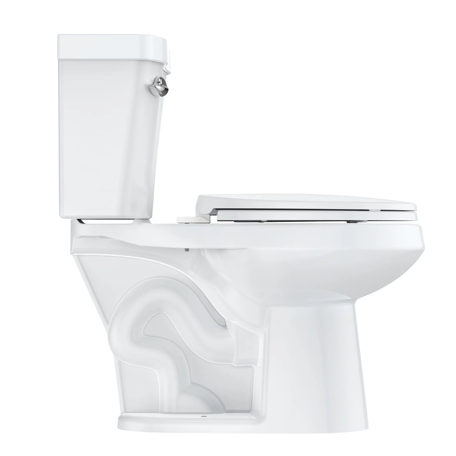 Elongated Toilets, 1.28 GPF Universal Height Siphonic Flush Toilet, Universal Height ADA Cotton, Water Efficient Bathroom Toilet(Toilet Seat Included) - Ceramic White