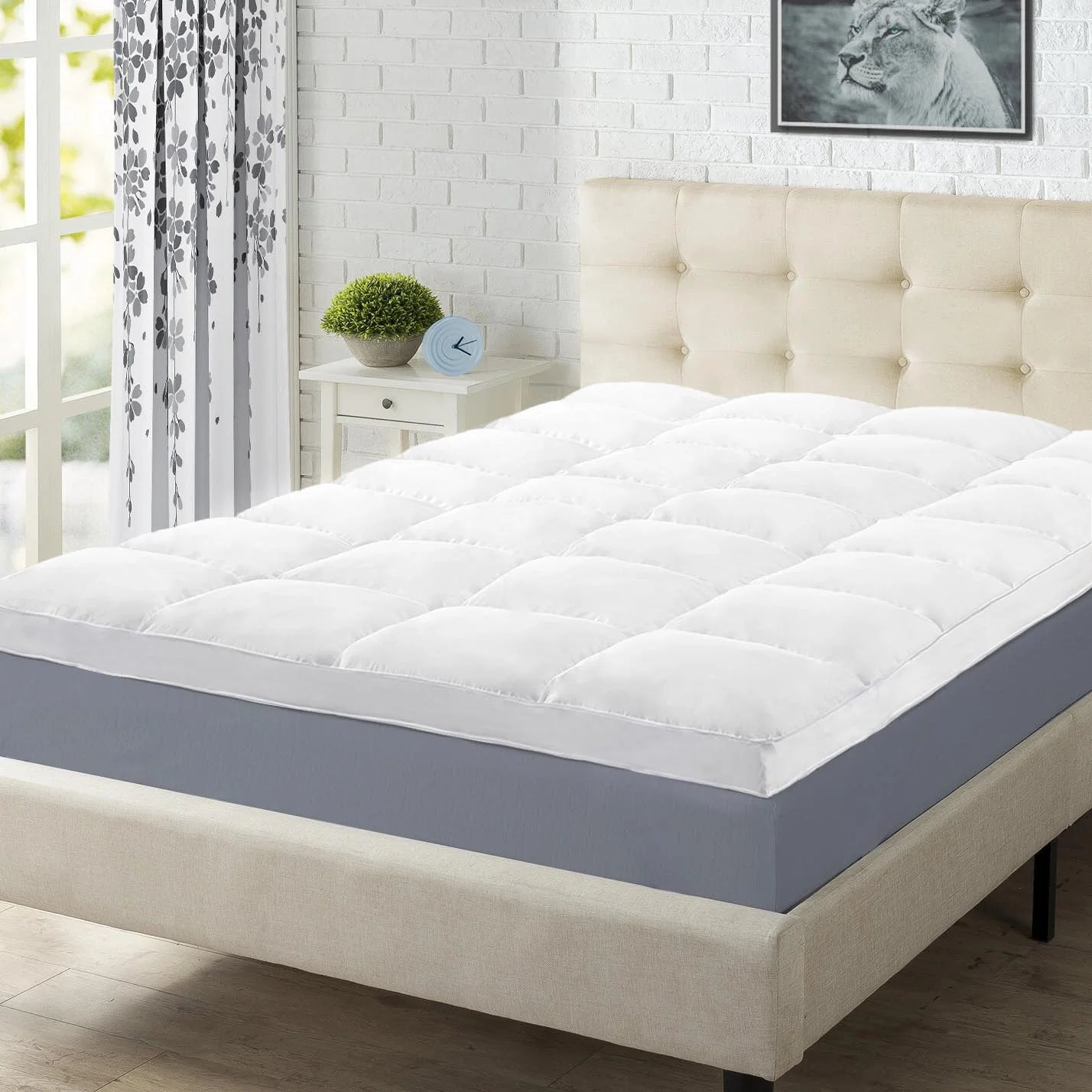 BNM Down Alternative 2 Inch Mattress Topper, King, White