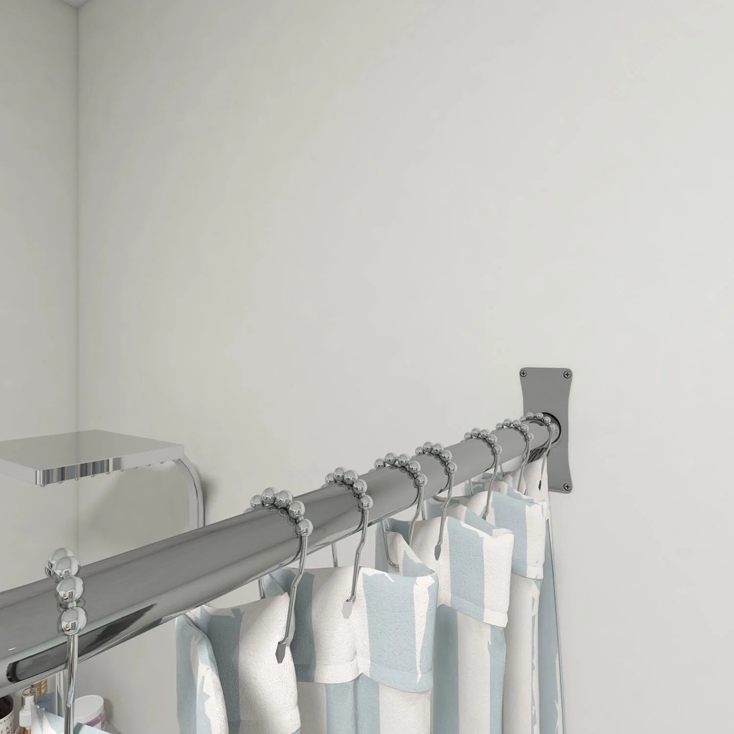 Naiture Stainless Steel 18-1/2" X 26" X 18-1/2" Neo-Angle Shower Curtain Rod with Ceiling Support, Brushed Nickel Finish