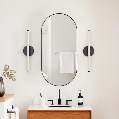 Oval Recessed Bathroom Medicine Cabinet With Mirror Stainless Steel Metal Framed Oblong Pill Shaped Bathroom Cabinet With Mirror 16X33''