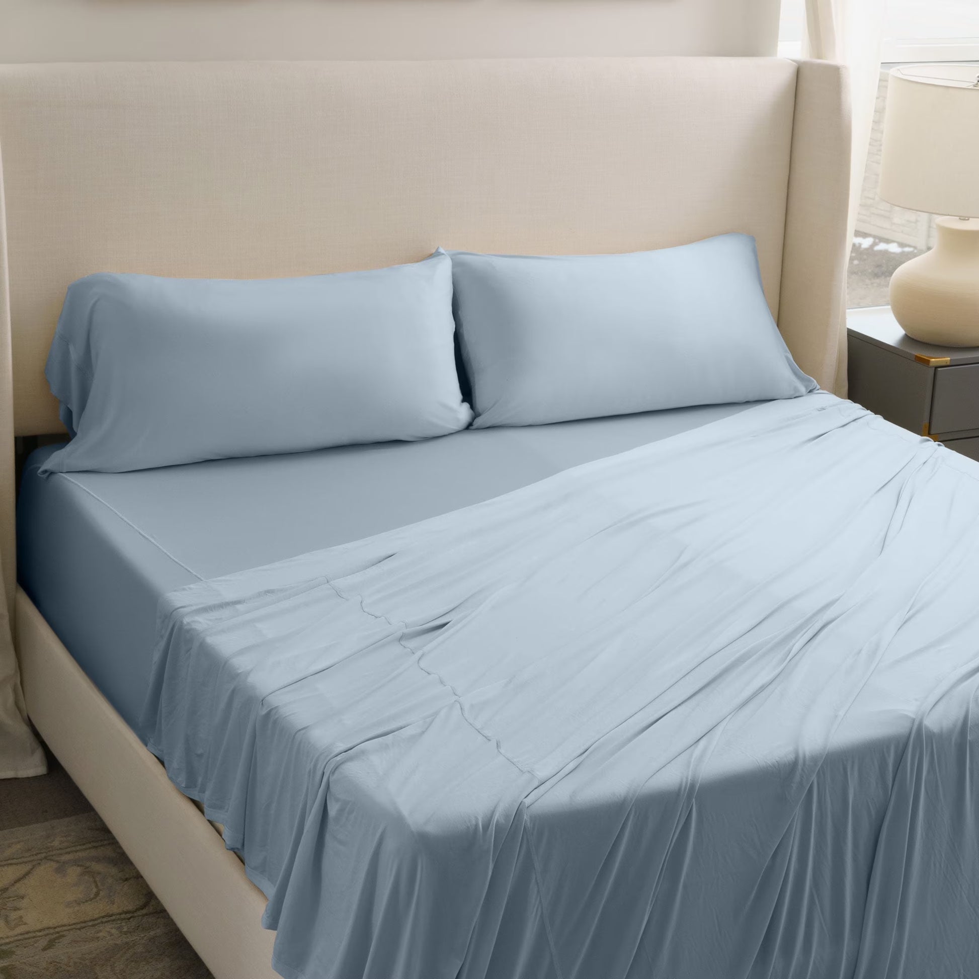SHEEX Active Comfort Sheet Set with 2 Pillowcases, King/California King - Cooling - Breathable - Deep Pocket - Moisture-Wicking, Pewter
