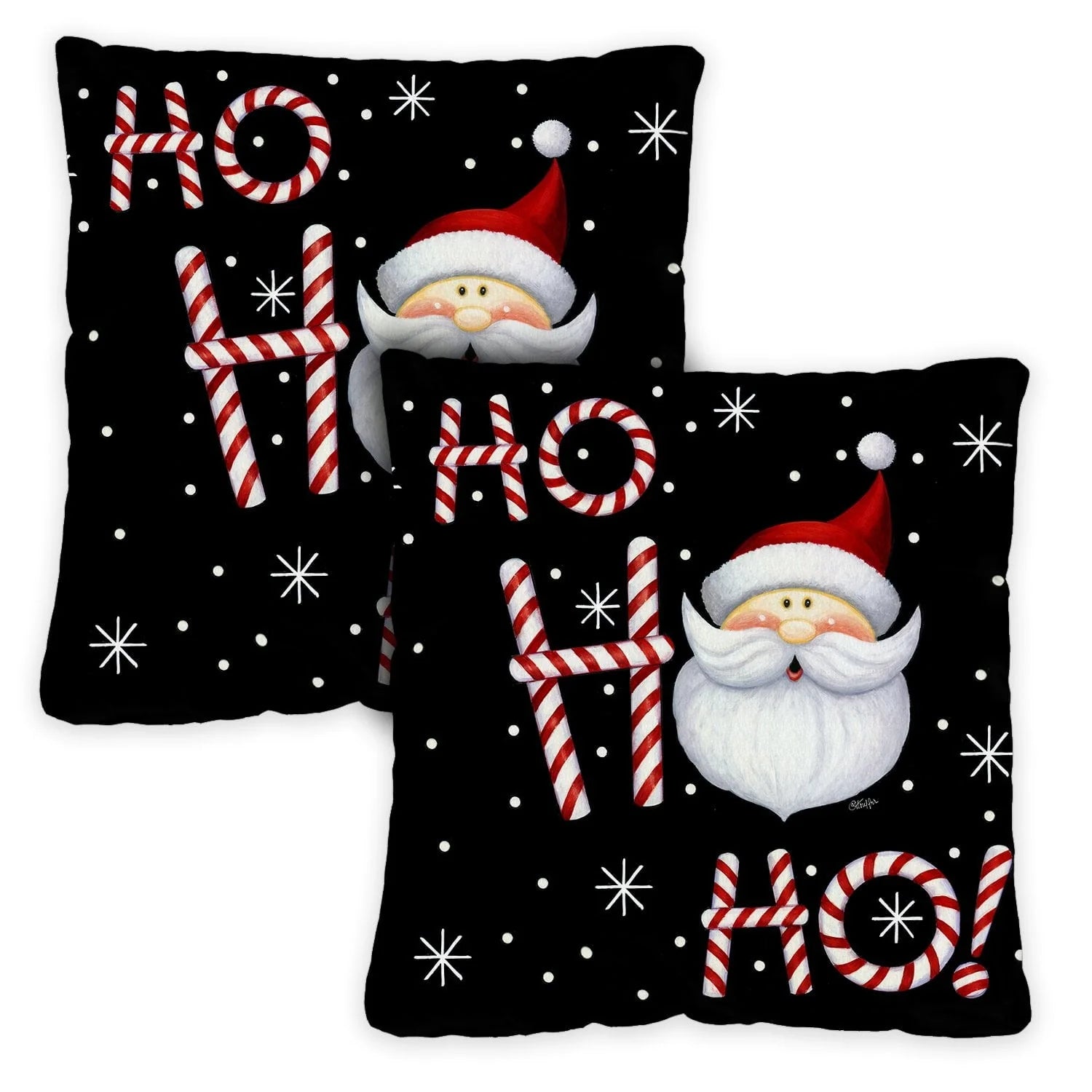 Toland Home Garden Set of 2 Ho Ho Ho Santa Winter Pillow Covers 18x18 Inch Christmas Throw Pillows