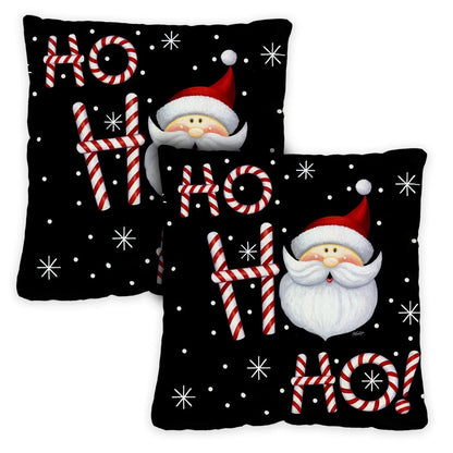 Toland Home Garden Set of 2 Ho Ho Ho Santa Winter Pillow Covers 18x18 Inch Christmas Throw Pillows