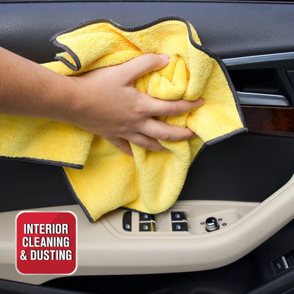 Auto Drive Coral Fleece Multi-Purpose Microfiber Towel, Cleaning, Detailing, 24 Pack, Blue & Yellow