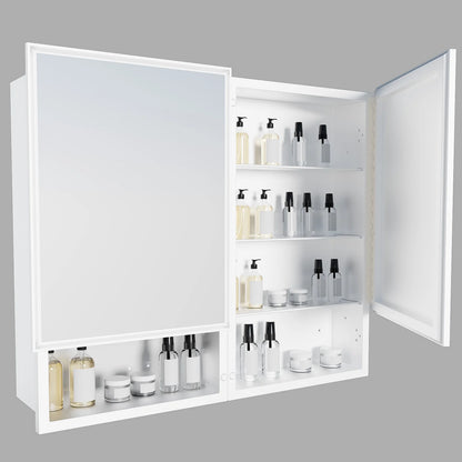 FUMANGO 32x26 Mirror Cabinet, Simple& Beautiful, Large Storage Space, Matte White for Bathroom Vanity