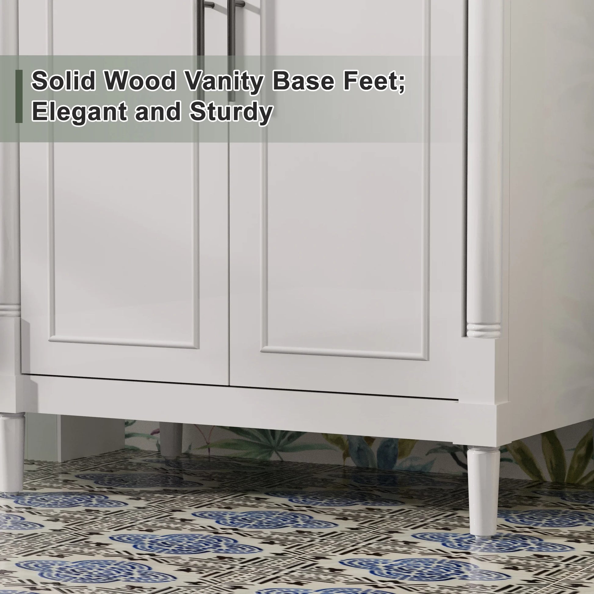 30" Freestanding Bathroom Vanity with Ceramic Sink Top, Faucet, Classic Tapered legs
