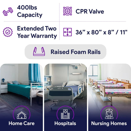 Proheal Low Air Loss Alternating Pressure Air Mattress with Pump - 3" Foam Base - 36” x 80” x 8"