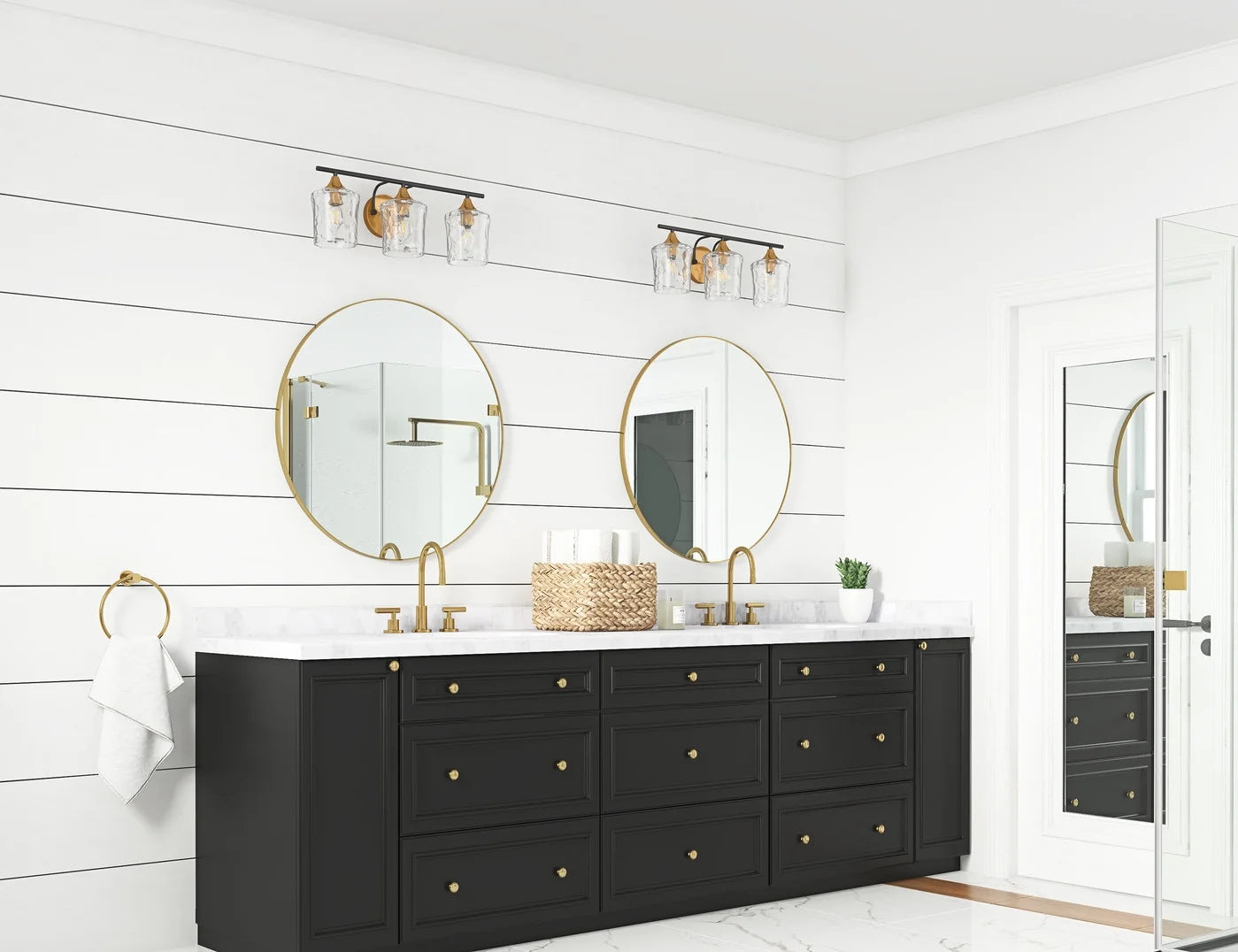 Aiwen Gold Brushed Crystal Vanity Light Fixture 3-Light Modern Bathroom Light Fixture over Mirror Vintage Wall Sconce
