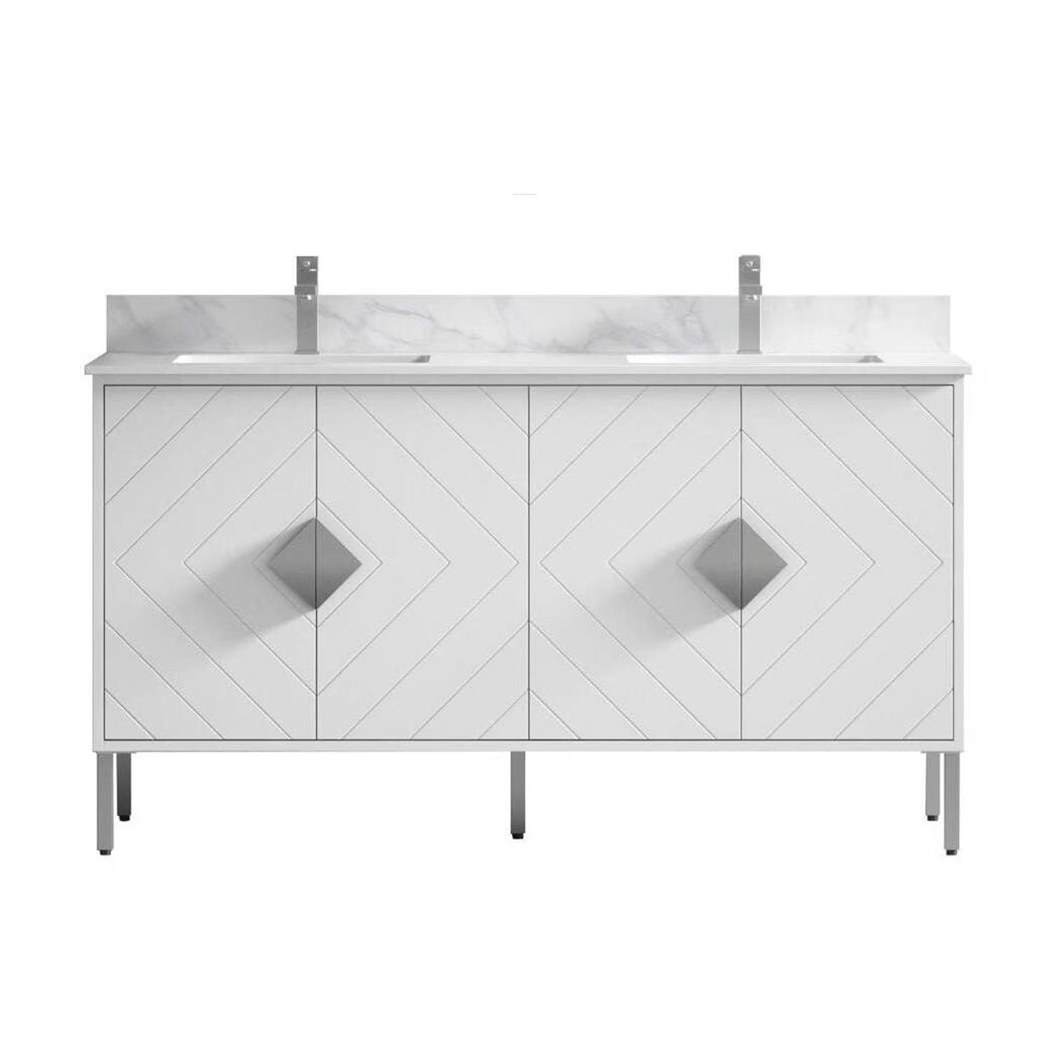 Tennant Brand 24" Modern White Bathroom Vanity with White Acrylic Top