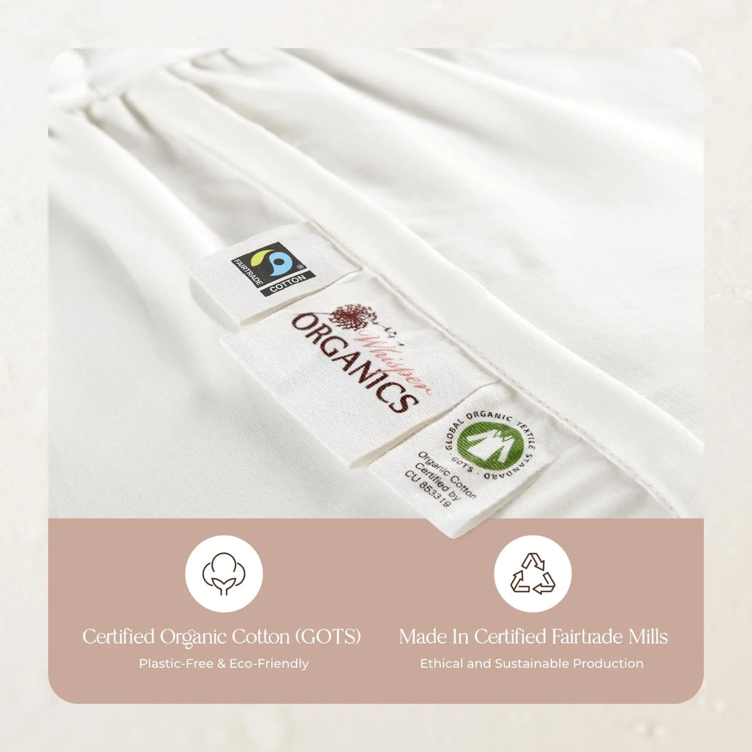 Whisper Organics 100% Cotton Organic Mattress Protector, 500TC Mattress Pad, Twin size, White
