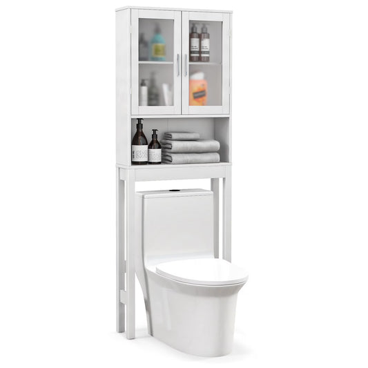 Costway Wooden Over The Toilet Storage Cabinet Spacesaver Organizer Bathroom Tower Rack