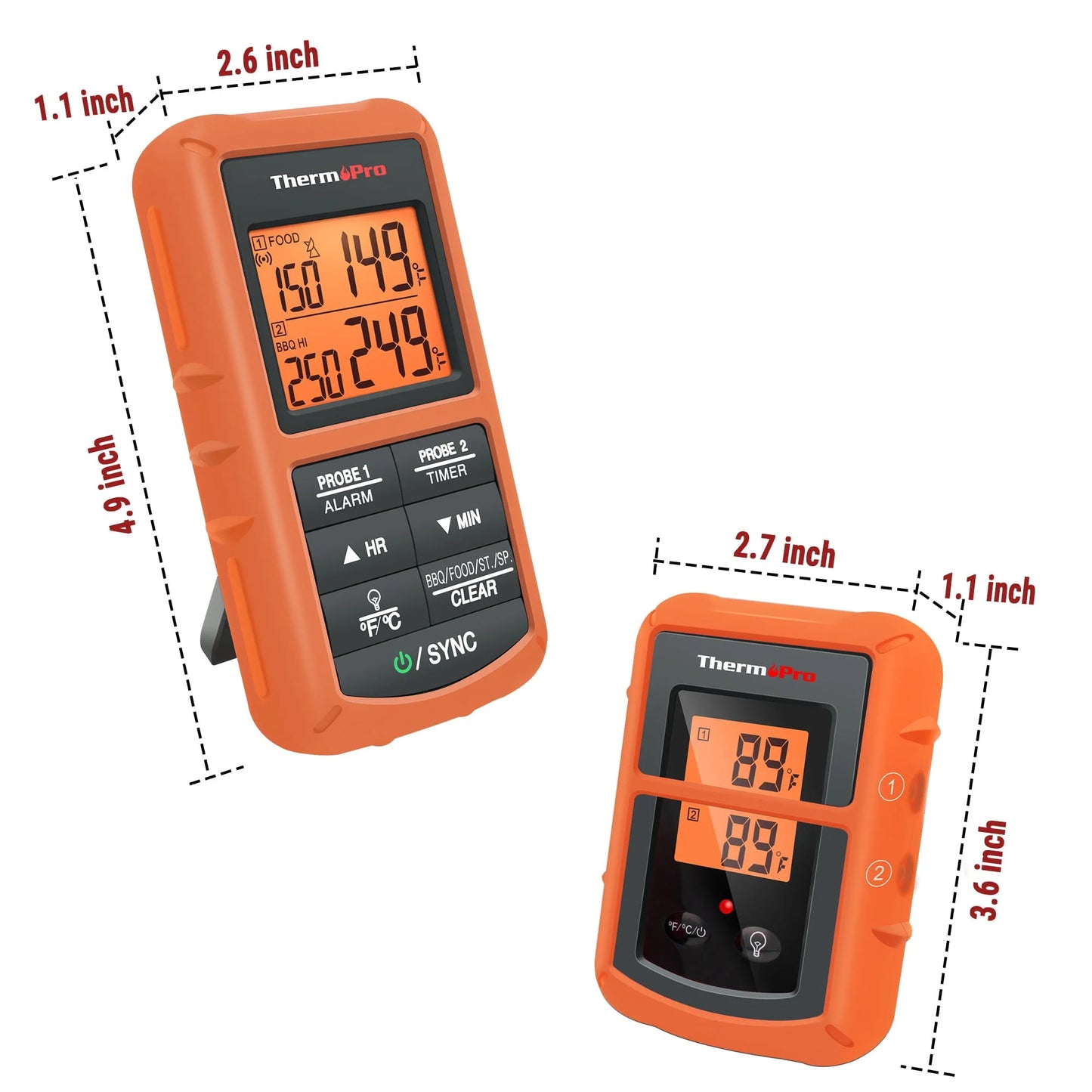ThermoPro TP08BW 500FT Wireless Meat Thermometer for Grilling Smoker BBQ Grill Oven Thermometer with Dual Probe Kitchen Cooking Food Thermometer