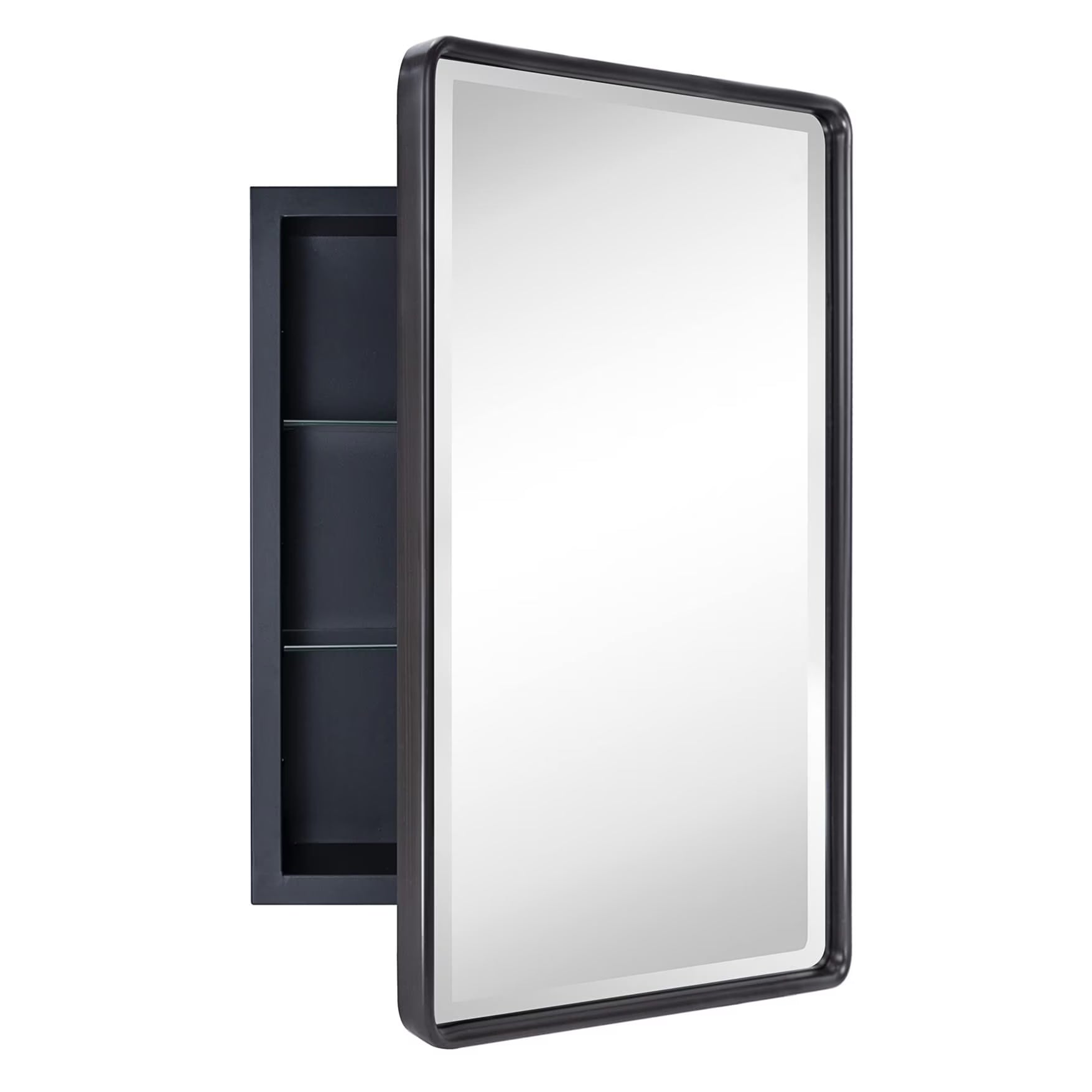 TEHOME Farmhouse Recessed Metal Bathroom Medicine Cabinets with Mirror 24" x 16" - Rubbed Bronze