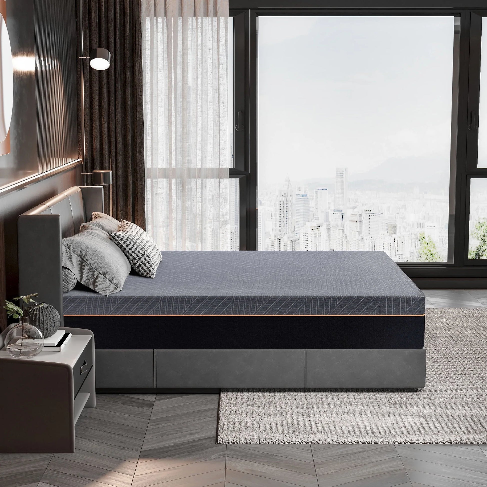 MLILY Ego Black 12 inch Gel Memory Foam Mattress, Full Mattress in a Box, Medium