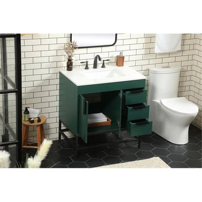 Elegant Kitchen and Bath 32 Inch Single Bathroom Vanity In Green